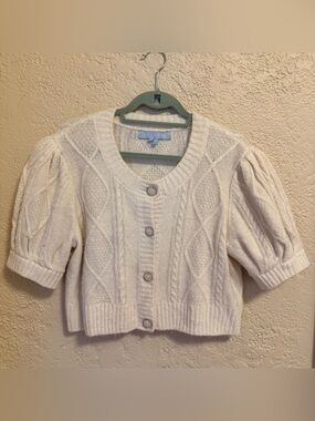 Hill House Ollie Sweater. XL. Cropped Cozy Cable-Knit Cardigan - Cream